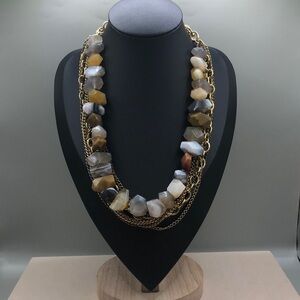 Janna conner big chunky stones necklace mix tone statement style